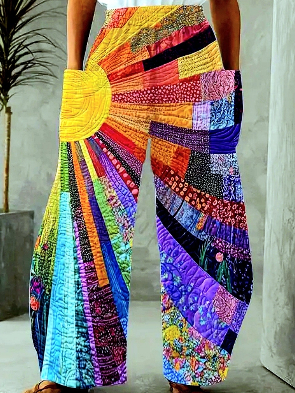 BOHO HiPPIE  Wide Leg Patchwork Summer Pants